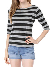 Elbow Sleeves Round Neck Slim Fit Casual Printed T-Shirt