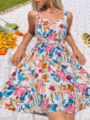 Fashion Backless Printed Sleeveless Mini Dress