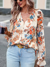 Elegante Bluse mit V-Ausschnitt und Knopfleiste und langen Ärmeln für den Alltag