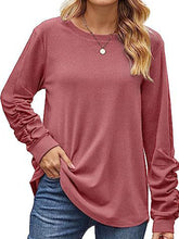 Leichtes, gerüschtes Langarm-T-Shirt mit Rundhalsausschnitt