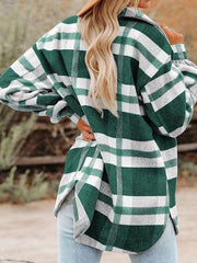 Loose Plaid Flannel Wool Lapel Coat