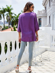 Fashion Embroidered Flowers V-neck Versatile Blouse