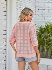 T-Shirt mit Rundhalsausschnitt und hohlen Ärmeln