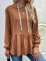 Splicing Casual Solid Color Pullover Hoodie - Closed - Bishop - Shirt - Halter - Jewel