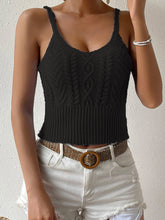 Camiseta de tirantes de punto mixto con cuello redondo