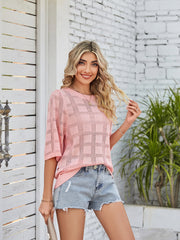 T-Shirt mit Rundhalsausschnitt und hohlen Ärmeln