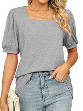 Casual Loose Square Neck Puff Sleeve Blouse