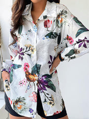 Fashion Lapel Printed Long Sleeve Blouse