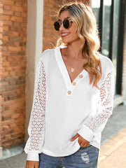 Long Sleeved V Neck Casual Loose Knit T-Shirt