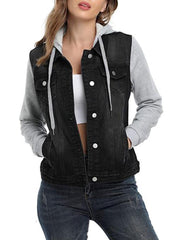 Chaqueta vaquera con capucha y cordón ajustable en capas