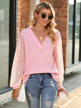 Long Sleeved V Neck Casual Loose Knit T-Shirt