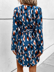 Frühling und Herbst Langarm V-Ausschnitt Reißverschluss Hals Minikleid