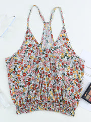 Floral Surplice Neck Tank Top