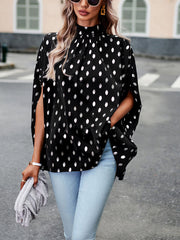Loose Stand Collar Elegant Commuting Long Sleeved Blouse