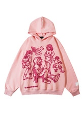 Lockerer, übergroßer Retro-Hoodie mit Reißverschluss und Stern-Buchstaben-Print und langen Ärmeln