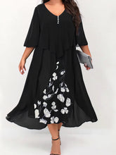 Floral Ruched Elegant Layered Formal Vacation V Neck Midi Dress