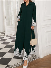 Maxikleid mit Umschlag und Knopf, Spitzengürtel