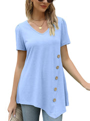 Short Sleeve V Neck Loose Casual T-Shirt