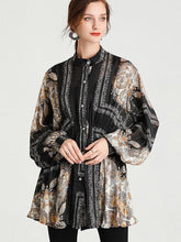 Größe Kurve Blusen Mode Western Stil Print Taille Bluse