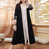 Plus Size Cardigan Mantel Farblich passende künstlerische Volltonfarbe Langarm Spitze elegante Chiffon Damen