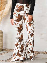 Trendy Fashion Print High Waist Flared Slim Vielseitige Hose