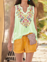 Oberteile Damen-Tanktop im Nationalstil mit Aufdruck, ärmellos