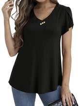 Kurzärmlige Tunikabluse mit V-Ausschnitt und Blumenmuster