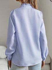 Stylish Striped Commuting Long Sleeved Blouse