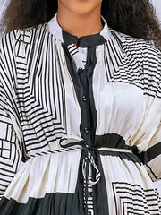 Print Fashion Lace Casual Long Sleeve Mini Dress