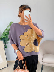 Printing Pleated Loose Fashion T-Shirt