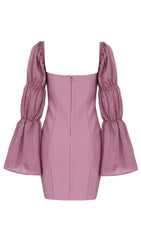 PINK PUFF SLEEVE MINI DRESS