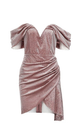 ROSA SAMT-MINIKLEID MIT PUNKTEN