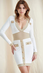 PLUNGE BANDAGE MINI DRESS IN WHITE