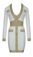 PLUNGE BANDAGE MINI DRESS IN WHITE