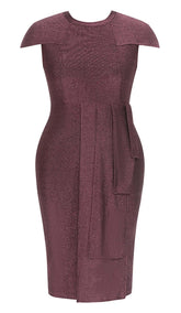 PLUS GLITZER-MIDIKLEID IN BRAUN