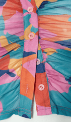 Top plisado de malla estampada