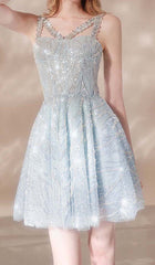 VESTIDO CON TIRANTES DE DIAMANTES EN AZUL