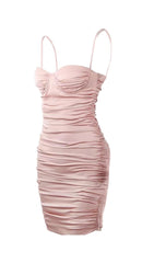 RUCHED MINI DRESS IN PINK