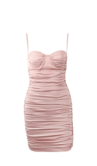 RUCHED MINI DRESS IN PINK