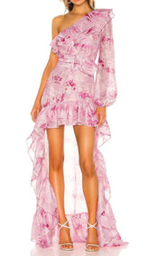 VESTIDO MINI CON VOLANTES EN ROSA