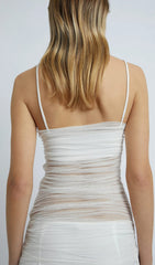 MAXIKLEID AUS NETZ MIT TRÄGERN IN WEISS