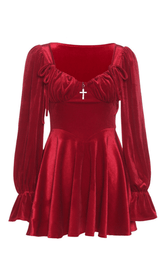 Vestido retro de cintura cuadrada y escote