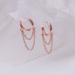 Double Chain Tassel Stud Earrings