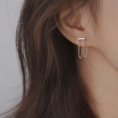 Double Chain Tassel Stud Earrings