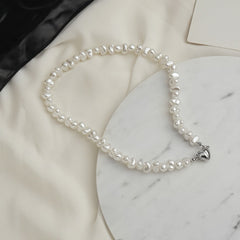 Pearl Heart Chain Necklace