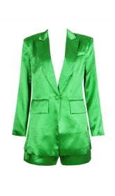 TRAJE BLAZER DE SATÉN EN VERDE
