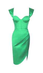 VESTIDO DE CORSÉ DE SATÉN EN VERDE