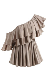 BODY FRUNCIDO DE SATÉN CON UN HOMBRO