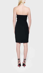 VESTIDO MINI CON BOTONES ESCULTURALES EN NEGRO