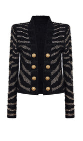 Zweiteiliges Set aus Strick mit Pailletten in Weiß